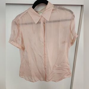 Banana Republic Vintage Silk Sheer Pale Pink or Nude Blouse Size Large